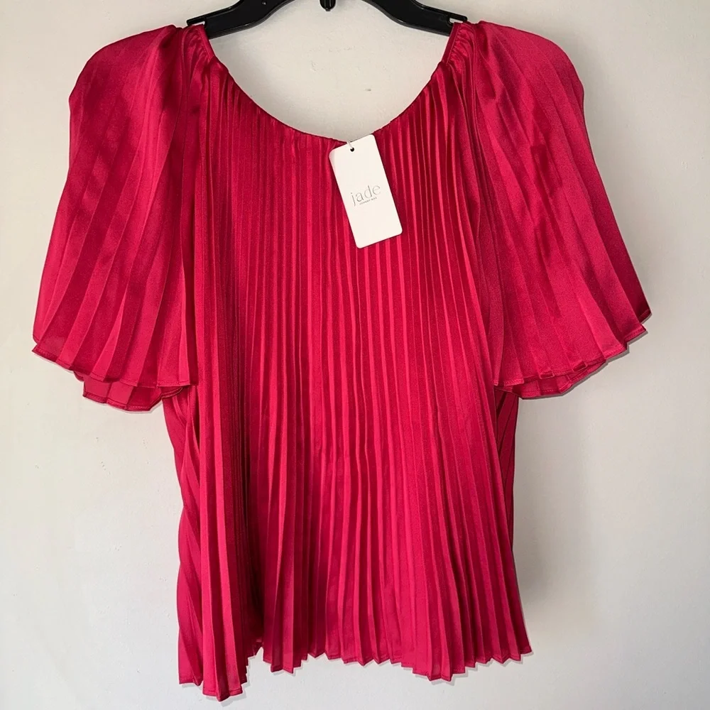 Jade Johnny Was NWT GEORGINNA PLEATED BLOUSE Top Pink